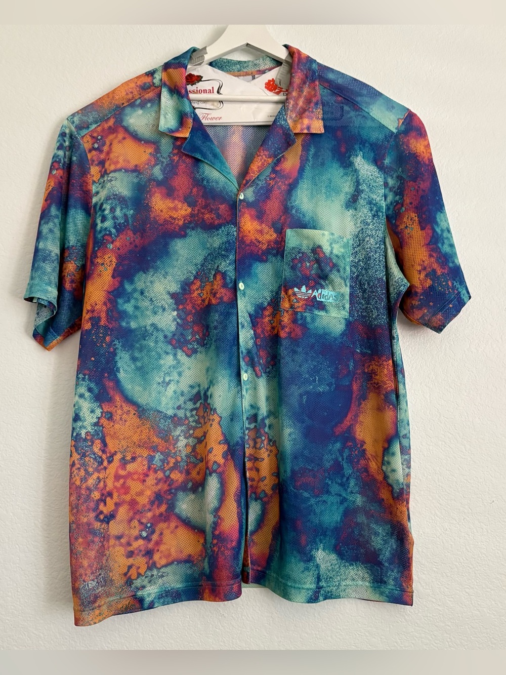 Adidas Men’s Short Sleeve Tie Dye Mesh Button Front Shirt 2XL